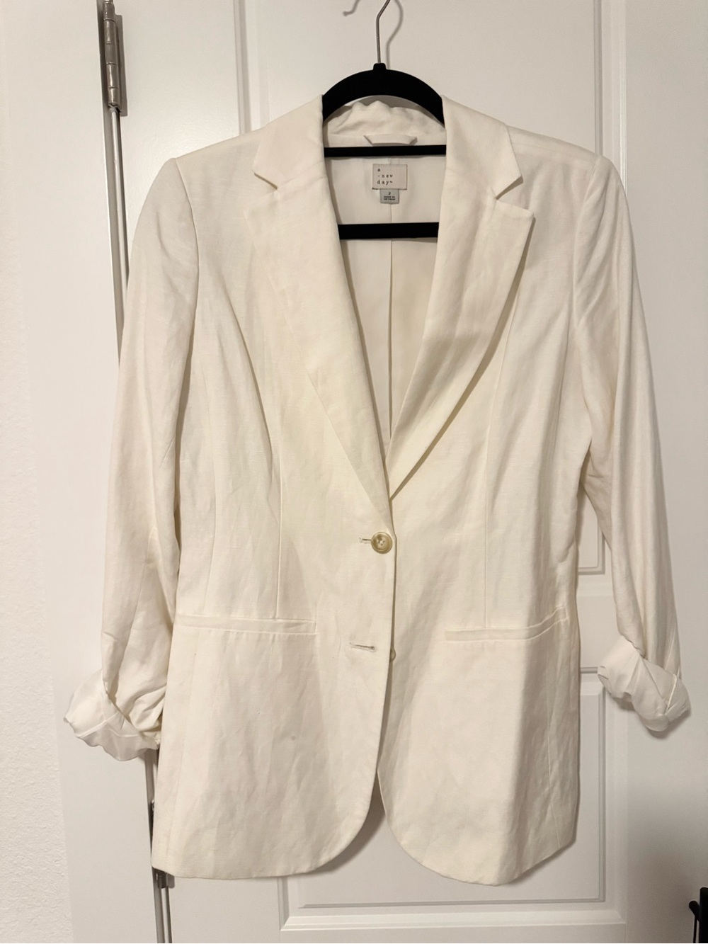 A New Day Cream Linen Blazer - Size 2